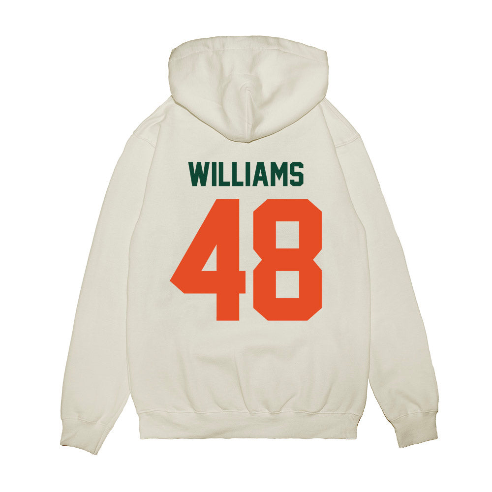 Miami - NCAA Football : Andres Williams - Vintage Helmet Premium Hooded Sweatshirt-1