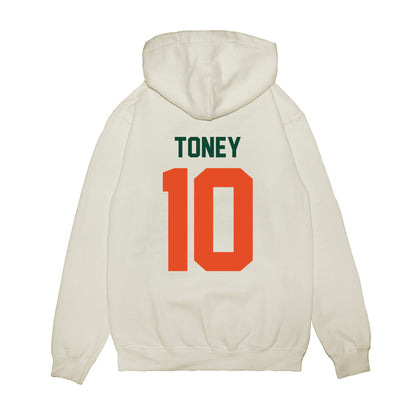 Miami - NCAA Football : Malachi Toney - Vintage Helmet Premium Hooded Sweatshirt-1