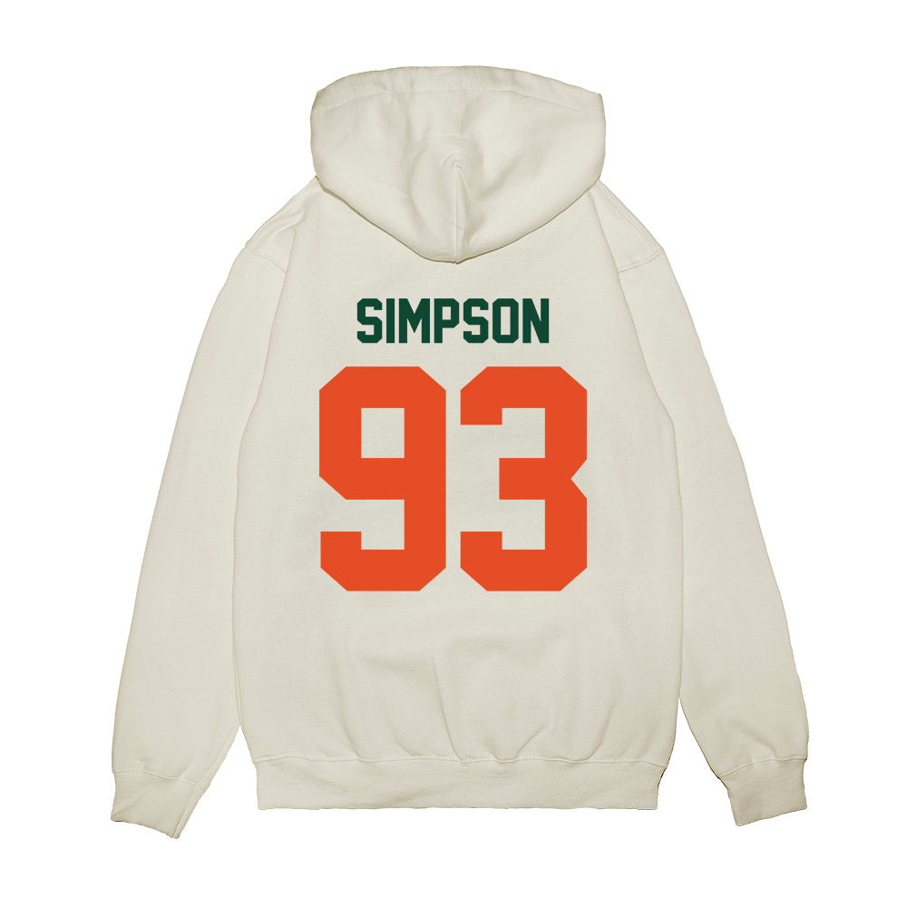 Miami - NCAA Football : Donta Simpson - Vintage Helmet Premium Hooded Sweatshirt-1