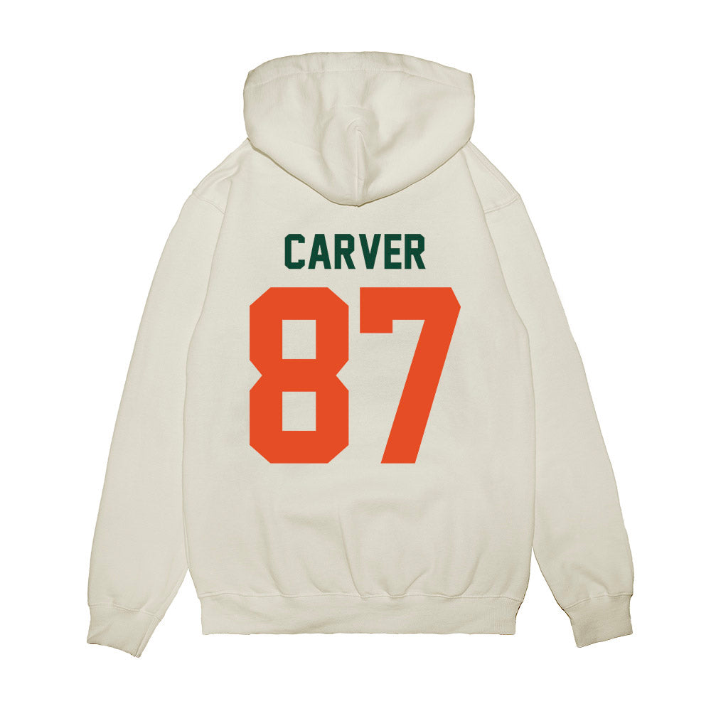 Miami - NCAA Football : Hunter Carver - Vintage Helmet Premium Hooded Sweatshirt-1