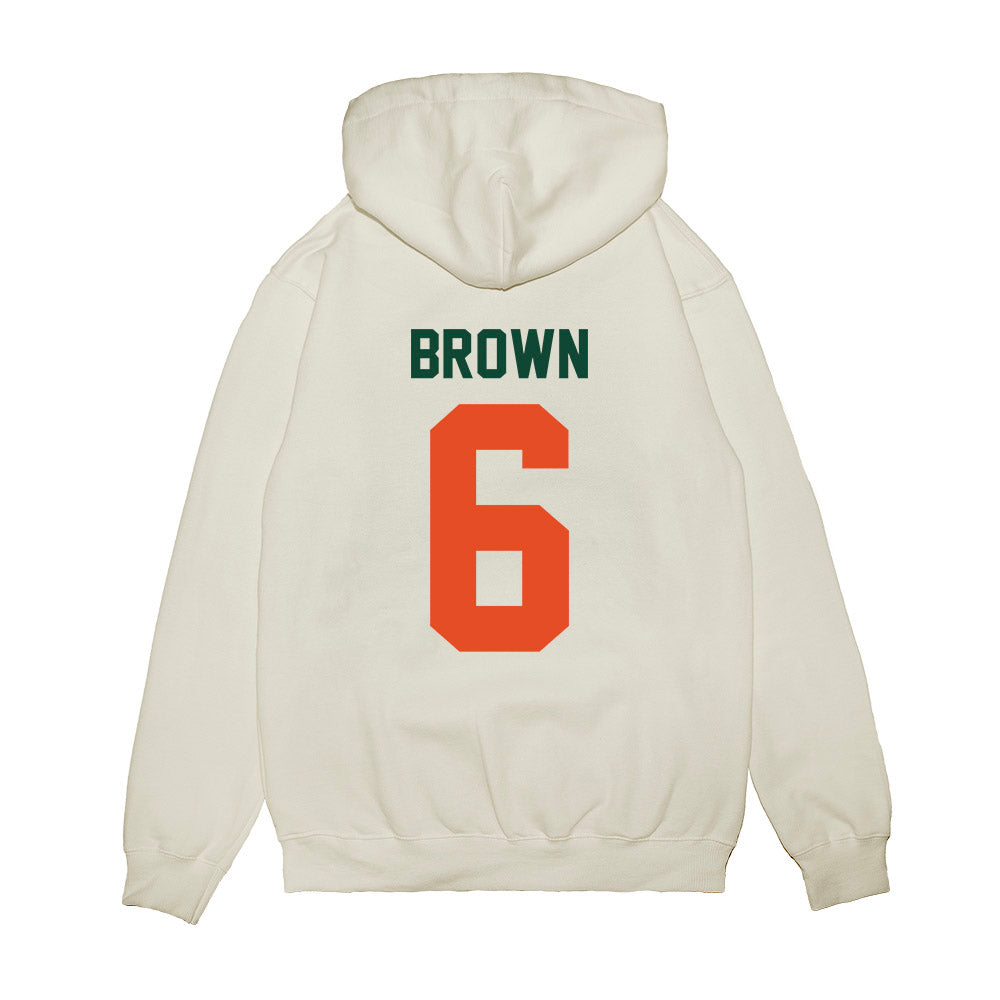 Miami - NCAA Football : CharMar Brown - Vintage Helmet Premium Hooded Sweatshirt-1