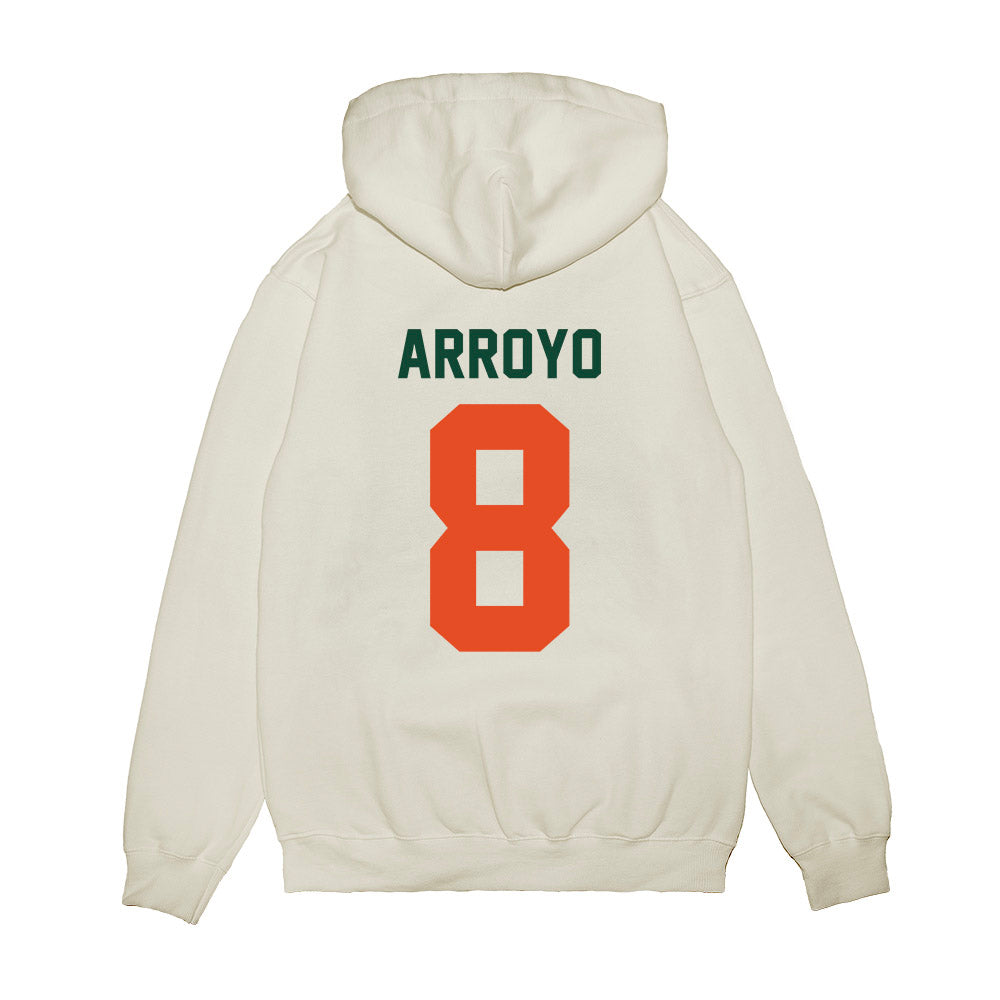 Miami - NCAA Football : Elijah Arroyo - Vintage Helmet Premium Hooded Sweatshirt-1