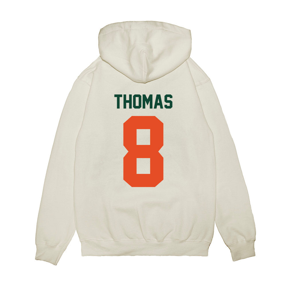 Miami - NCAA Football : Jakobe Thomas - Vintage Helmet Premium Hooded Sweatshirt-1