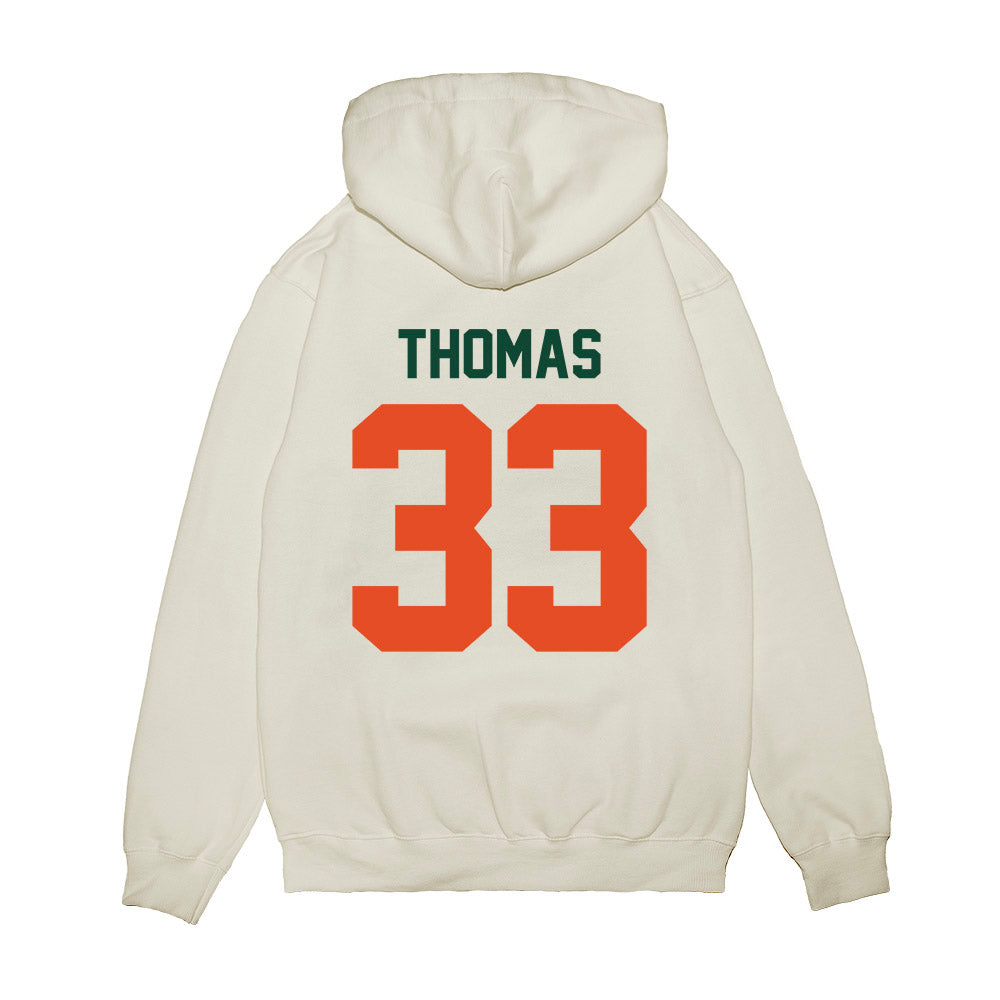 Miami - NCAA Football : Nick Thomas - Vintage Helmet Premium Hooded Sweatshirt-1