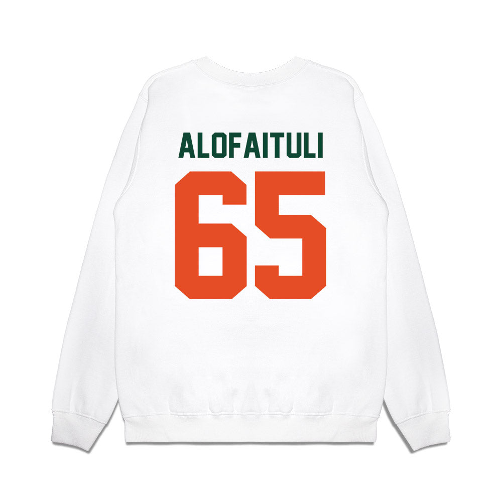 Miami - NCAA Football : SJ Alofaituli - Vintage Helmet Premium Crewneck Sweatshirt-1