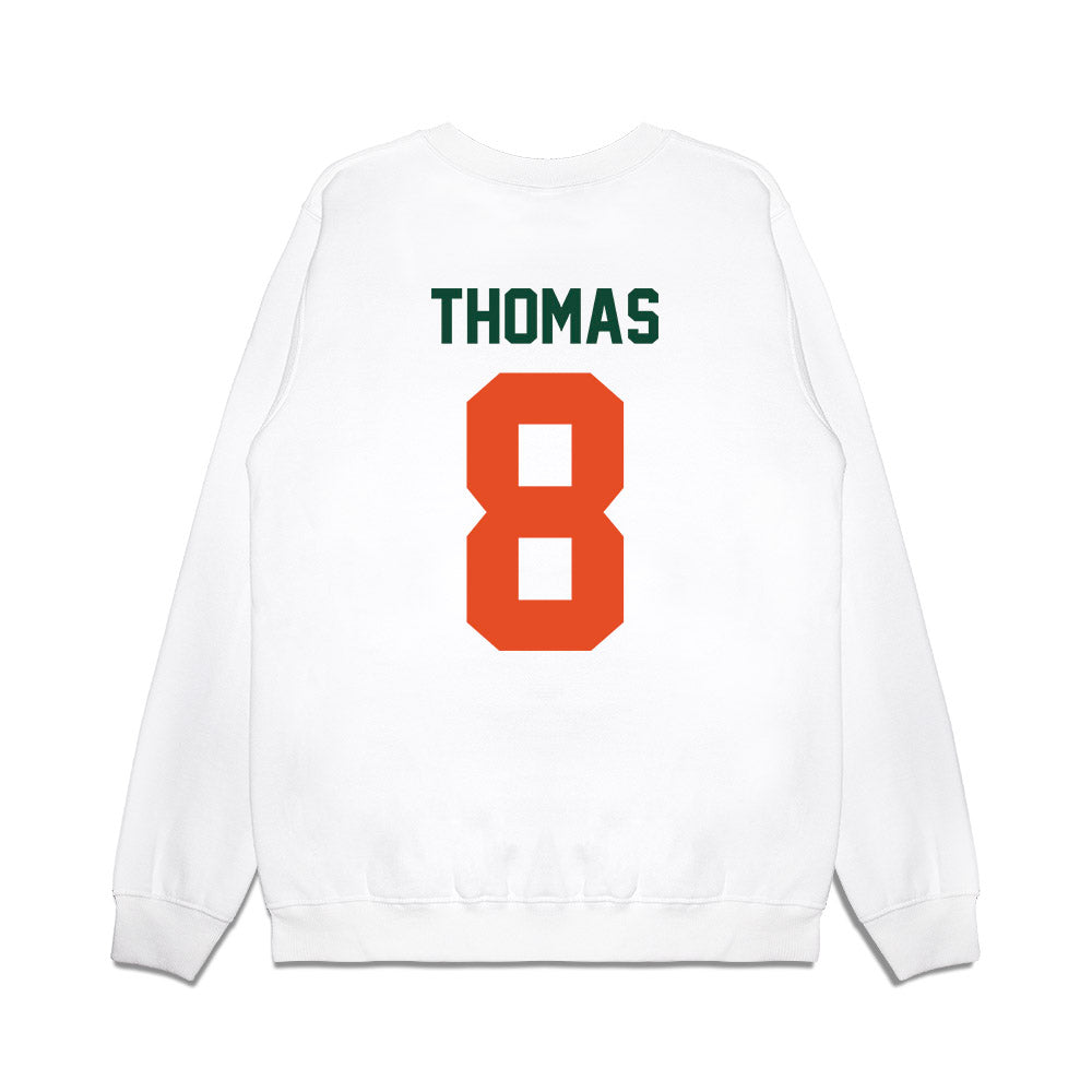 Miami - NCAA Football : Jakobe Thomas - Vintage Helmet Premium Crewneck Sweatshirt-1