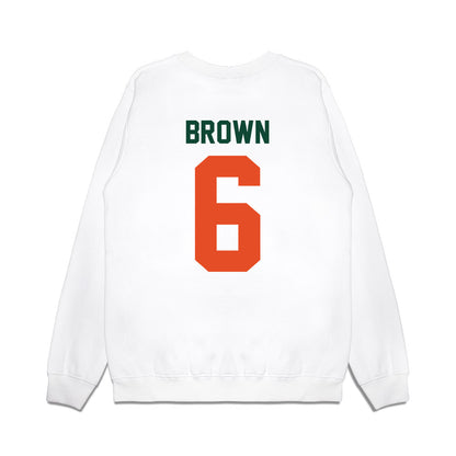 Miami - NCAA Football : CharMar Brown - Vintage Helmet Premium Crewneck Sweatshirt-1