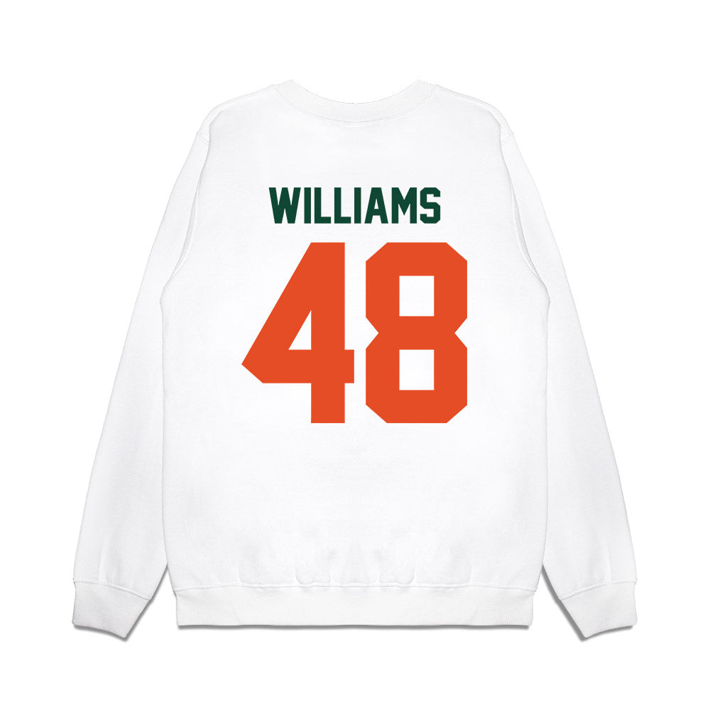 Miami - NCAA Football : Andres Williams - Vintage Helmet Premium Crewneck Sweatshirt-1
