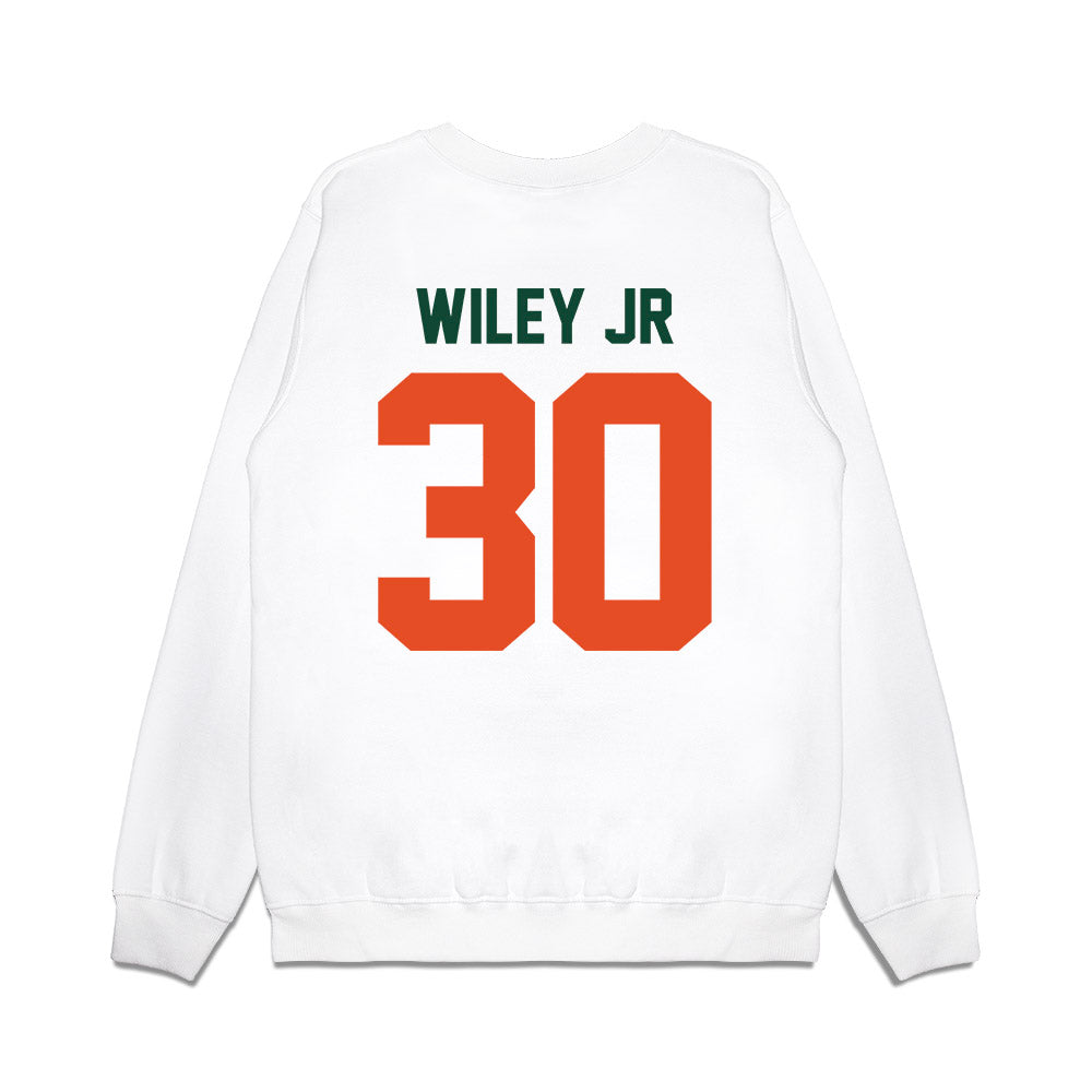 Miami - NCAA Football : Kellen Wiley Jr - Vintage Helmet Premium Crewneck Sweatshirt-1
