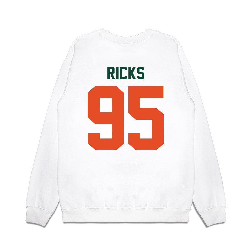 Miami - NCAA Football : Cooper Ricks - Vintage Helmet Premium Crewneck Sweatshirt-1