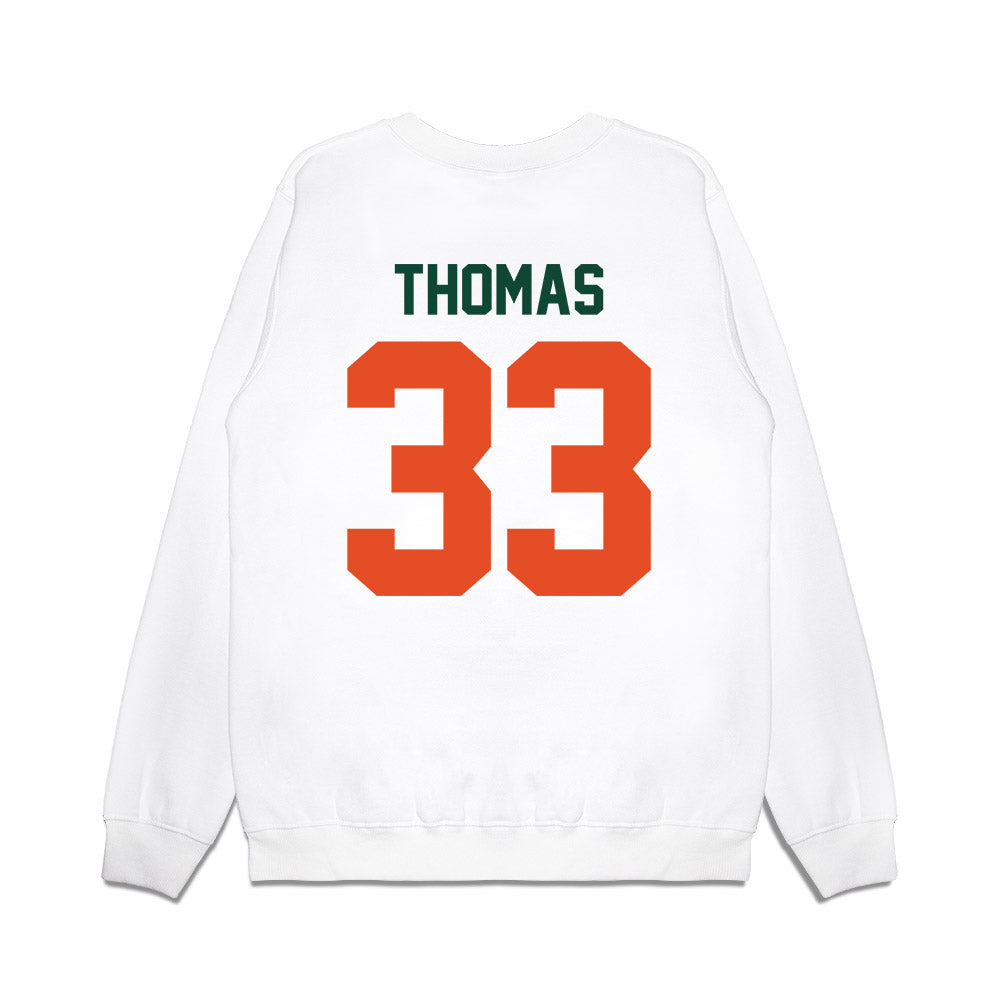 Miami - NCAA Football : Nick Thomas - Vintage Helmet Premium Crewneck Sweatshirt-1