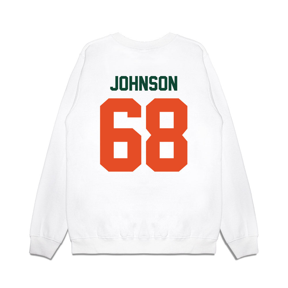 Miami - NCAA Football : Ian Johnson - Vintage Helmet Premium Crewneck Sweatshirt-1