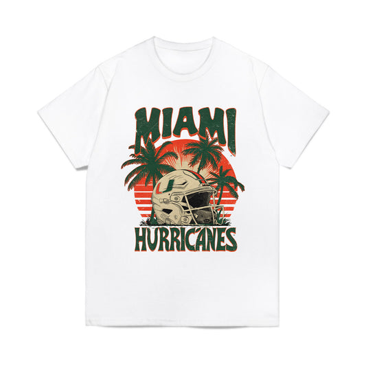 Miami - NCAA Football : Juan Minaya - Vintage Helmet Comfort Colors T-Shirt-0