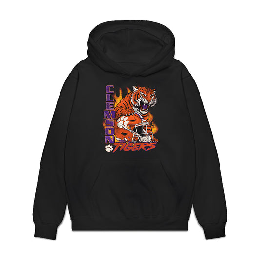 Clemson - NCAA Football : Carter Scruggs - Vintage Helmet Premium Hooded Sweatshirt-0