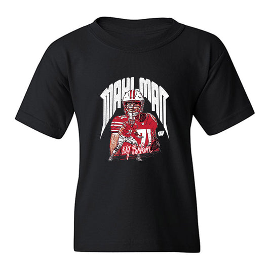 Wisconsin - NCAA Football : Riley Mahlman - Collage Youth T-Shirt-0