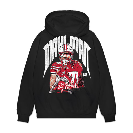 Wisconsin - NCAA Football : Riley Mahlman - Collage Premium Hooded Sweatshirt-0