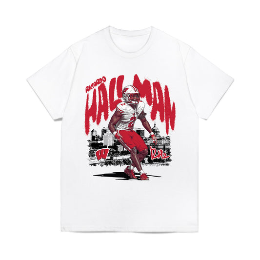 Wisconsin - NCAA Football : Ricardo Hallman - Collage Comfort Colors T-Shirt-0