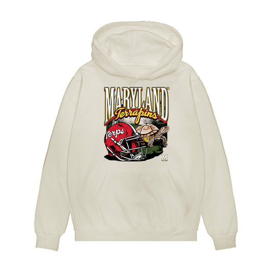 Maryland - NCAA Football : Carson Petitbon - Vintage Helmet Premium Hooded Sweatshirt-0