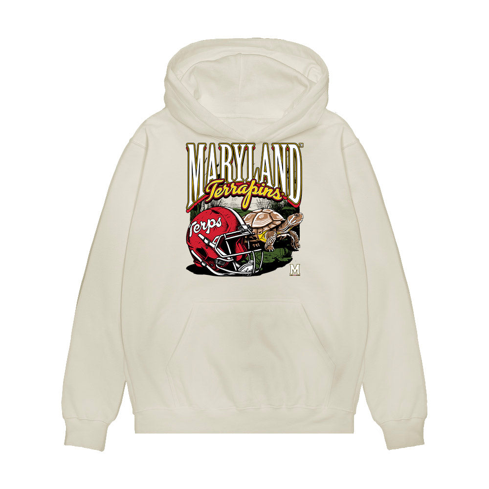Maryland - NCAA Football : Aaron Folivi - Vintage Helmet Premium Hooded Sweatshirt-0