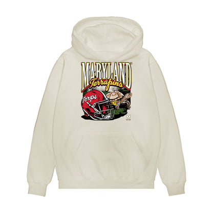 Maryland - NCAA Football : De'Juan Samuels - Vintage Helmet Premium Hooded Sweatshirt-0