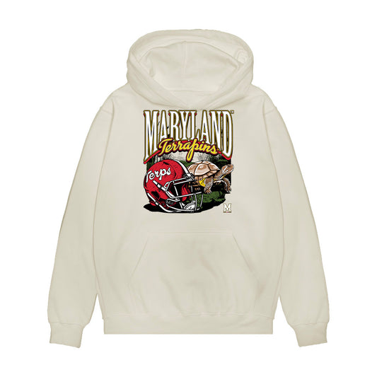 Maryland - NCAA Football : Michael Harris - Vintage Helmet Premium Hooded Sweatshirt-0