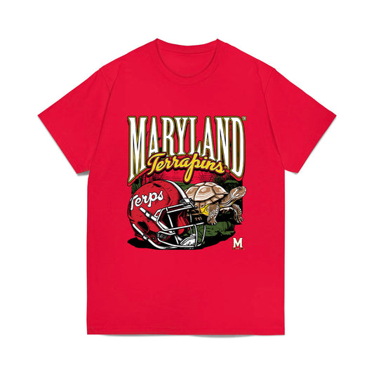 Maryland - NCAA Football : Josiah Mclaurin - Vintage Helmet Comfort Colors T-Shirt-0