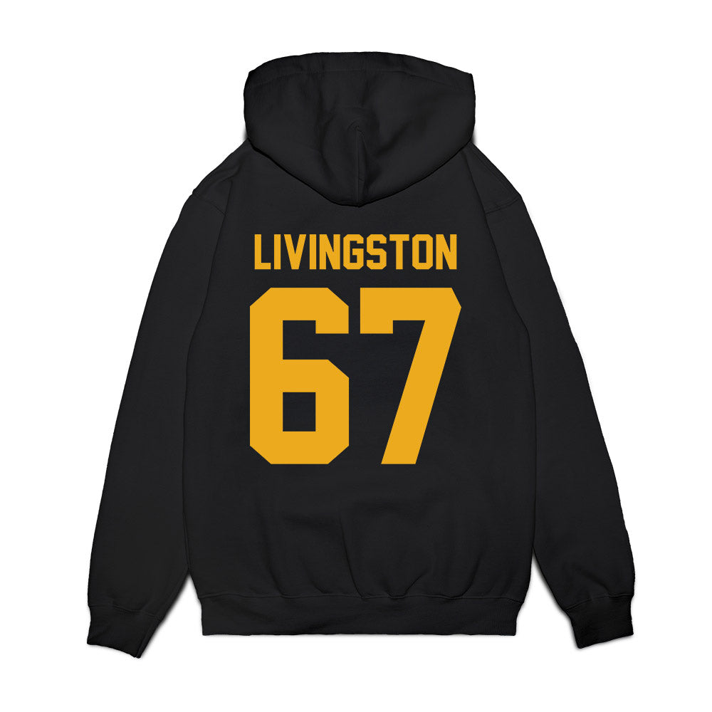 West Virginia - NCAA Football : Landen Livingston - Vintage Helmet Premium Hooded Sweatshirt-1