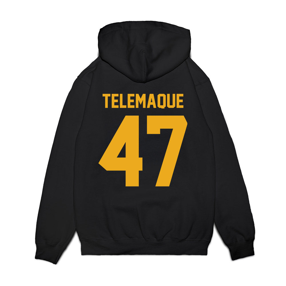 West Virginia - NCAA Football : Wilnerson Telemaque - Vintage Helmet Premium Hooded Sweatshirt-1