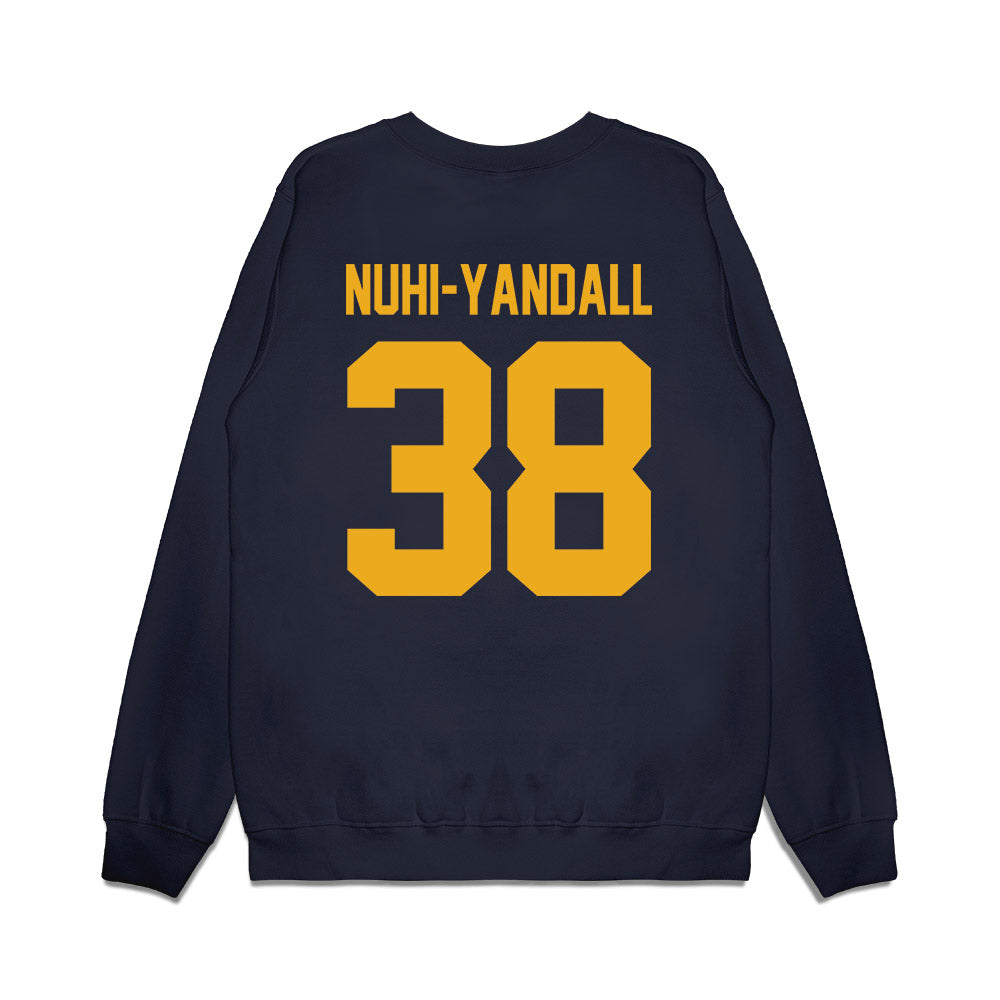 West Virginia - NCAA Football : Caleb Nuhi-Yandall - Vintage Helmet Premium Crewneck Sweatshirt-1