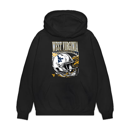 West Virginia - NCAA Football : Jaden Bray - Vintage Helmet Premium Hooded Sweatshirt-0