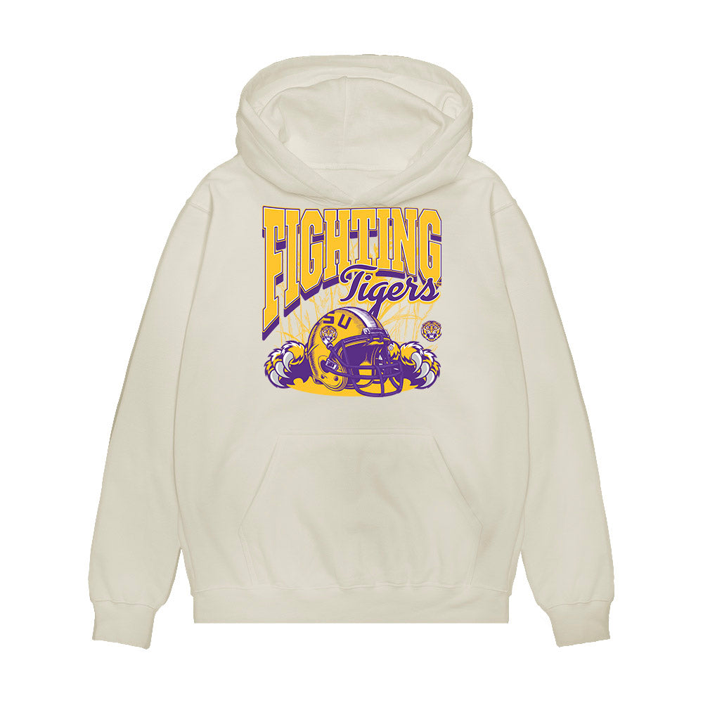 LSU - NCAA Football : Paul Mubenga - Vintage Helmet Premium Hooded Sweatshirt-0