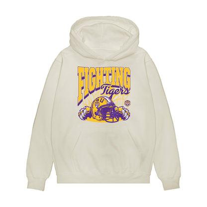 LSU - NCAA Football : PJ Woodland - Vintage Helmet Premium Hooded Sweatshirt-0