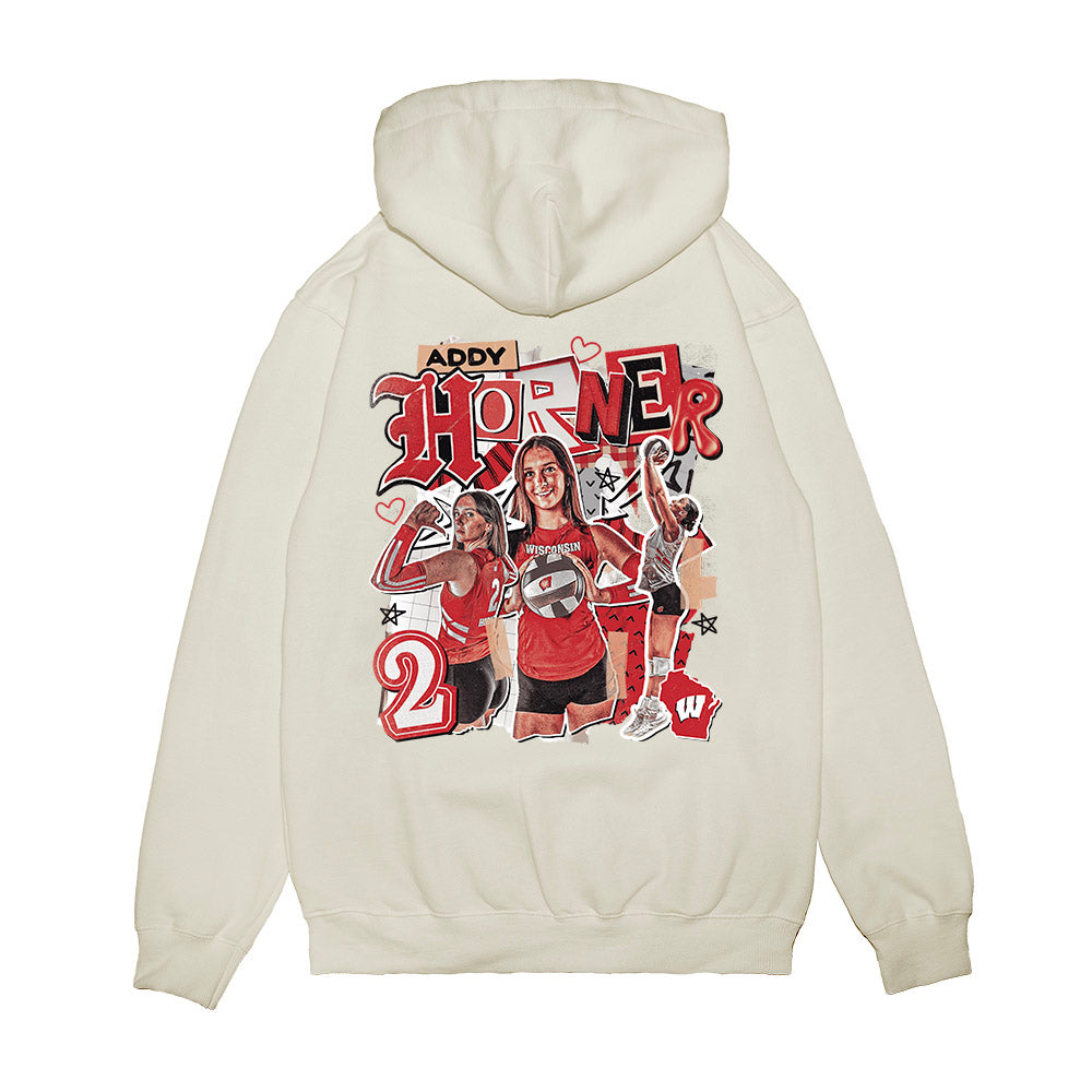 Wisconsin - NCAA Women's Volleyball : Addison Horner - Collage Premium Hooded Sweatshirt-1