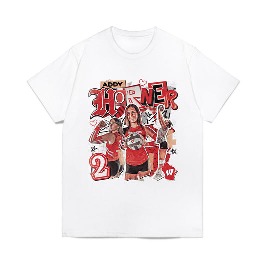 Wisconsin - NCAA Women's Volleyball : Addison Horner - Collage Comfort Colors T-Shirt-0