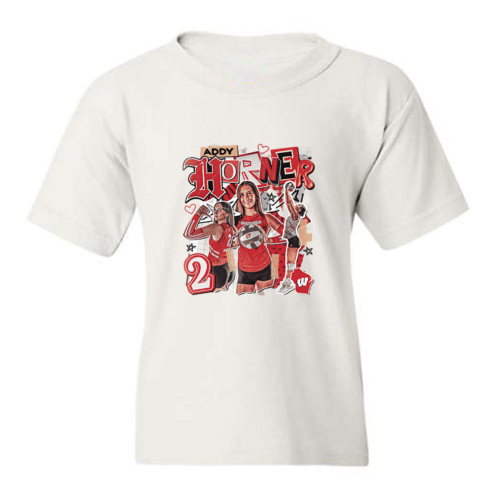 Wisconsin - NCAA Women's Volleyball : Addison Horner - Collage Youth T-Shirt-0