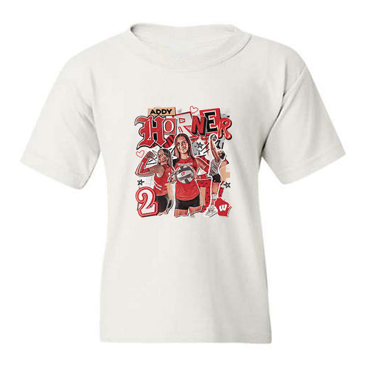 Wisconsin - NCAA Women's Volleyball : Addison Horner - Collage Youth T-Shirt-0