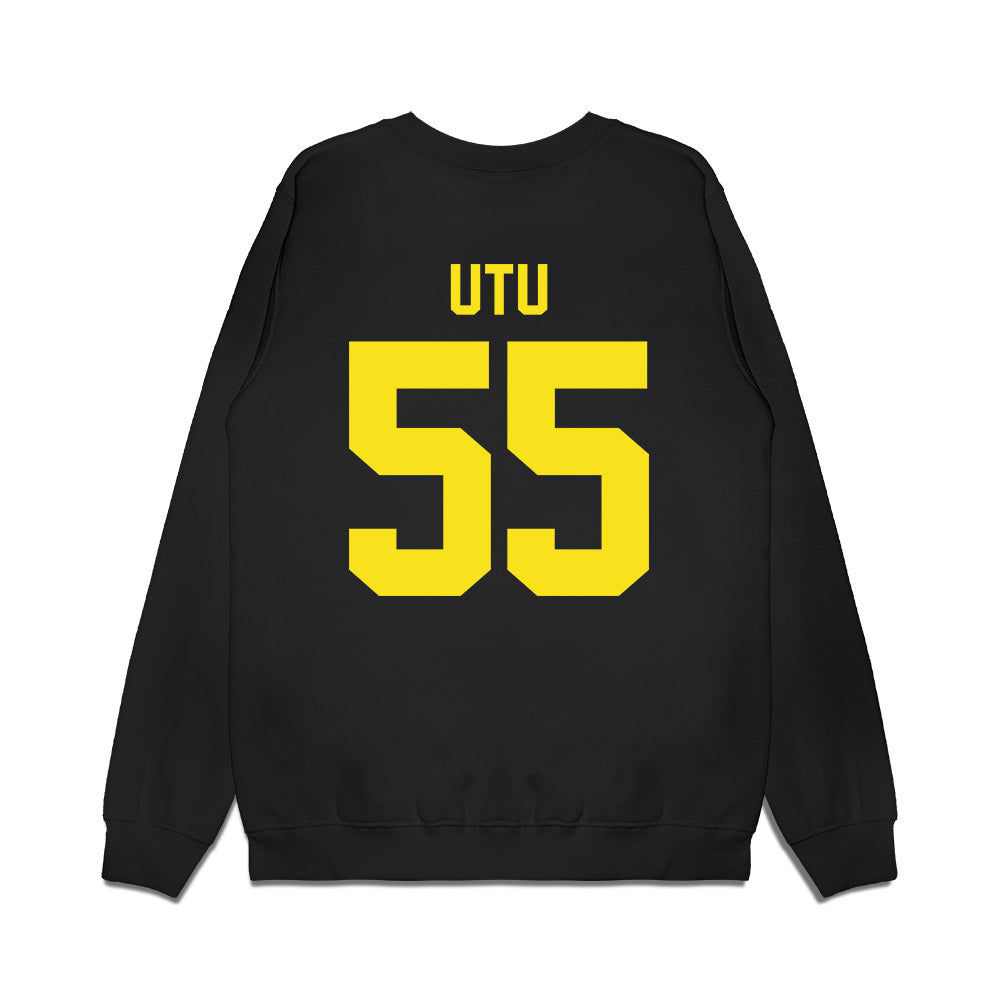 Oregon - NCAA Football : Douglas Utu - Vintage Helmet Premium Crewneck Sweatshirt-1