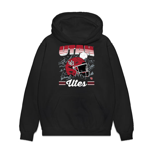 Utah - NCAA Football : Hunter Andrews - Vintage Helmet Premium Hooded Sweatshirt-0
