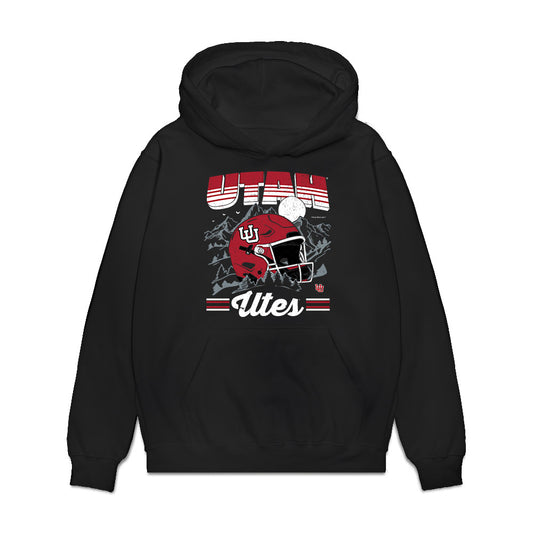 Utah - NCAA Football : Logan Castor - Vintage Helmet Premium Hooded Sweatshirt-0