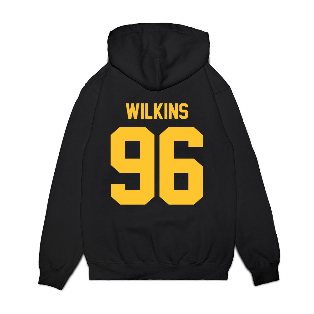 UC Berkeley - NCAA Football : Derek Wilkins - Vintage Helmet Premium Hooded Sweatshirt-1