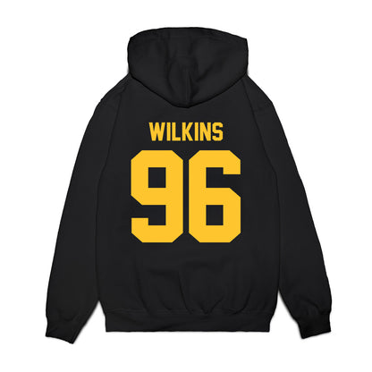 UC Berkeley - NCAA Football : Derek Wilkins - Vintage Helmet Premium Hooded Sweatshirt-1
