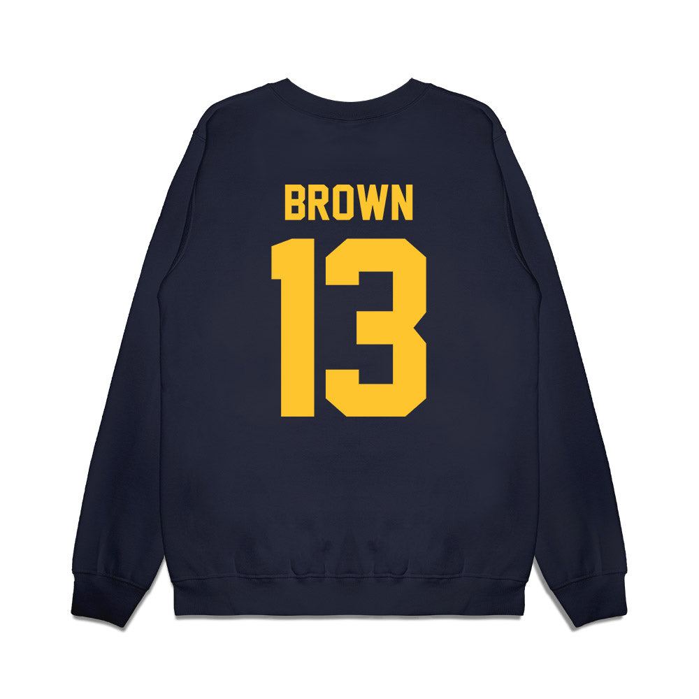 UC Berkeley - NCAA Football : Devin Brown - Vintage Helmet Premium Crewneck Sweatshirt-1