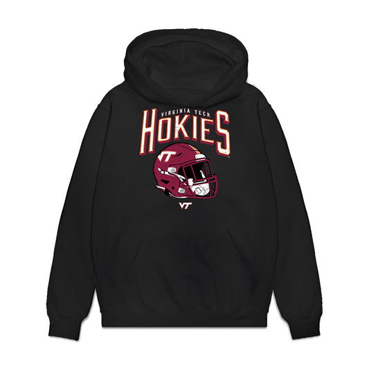Virginia Tech - NCAA Football : Josh Fuga - Vintage Helmet Premium Hooded Sweatshirt-0