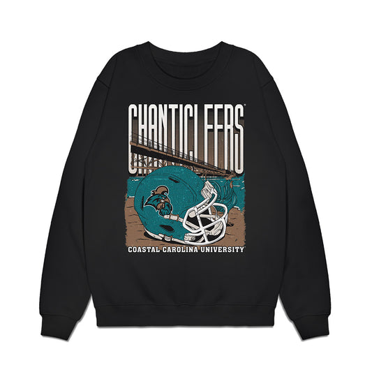 Coastal Carolina - NCAA Football : Ibrahim Diawara - Vintage Helmet Premium Crewneck Sweatshirt-0