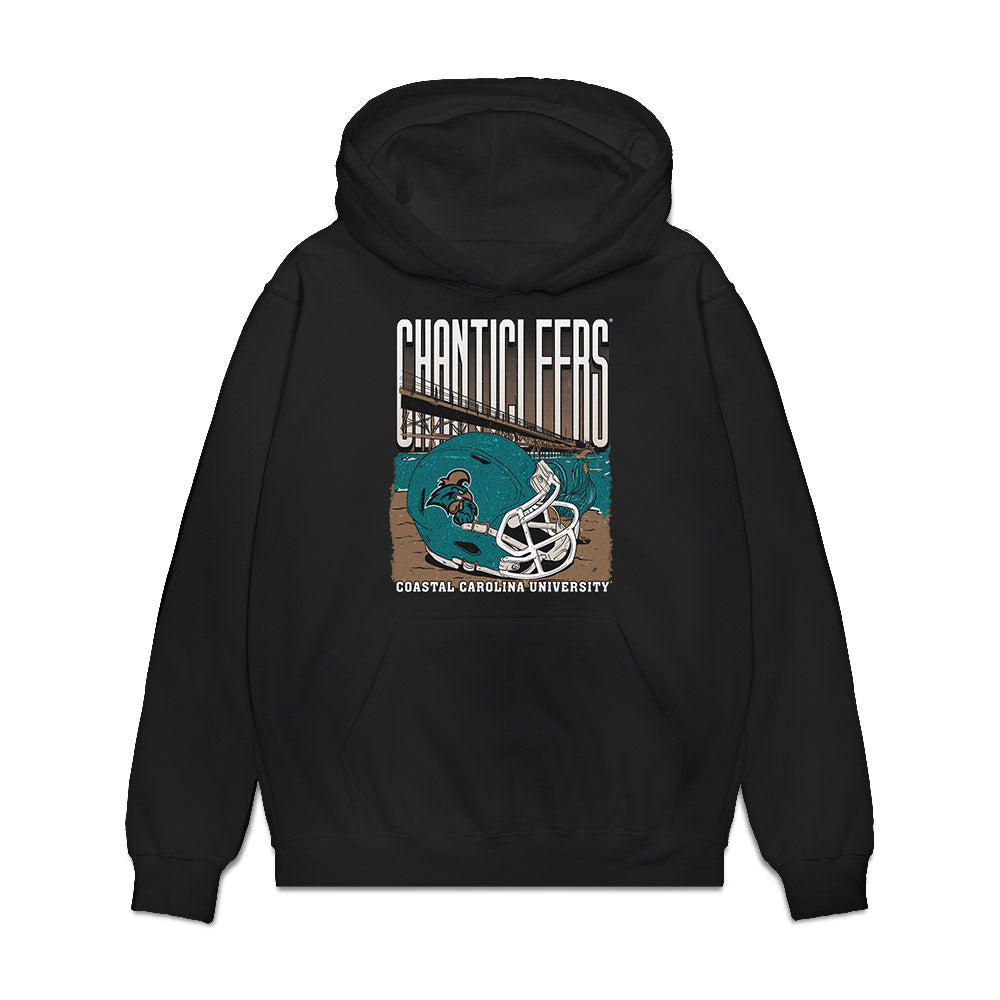 Coastal Carolina - NCAA Football : Nate Gregory - Vintage Helmet Premium Hooded Sweatshirt-0