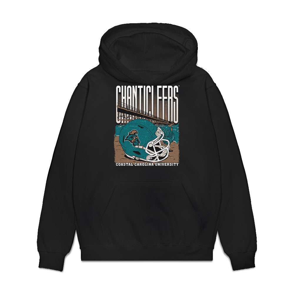 Coastal Carolina - NCAA Football : Desmond Jackson - Vintage Helmet Premium Hooded Sweatshirt-0