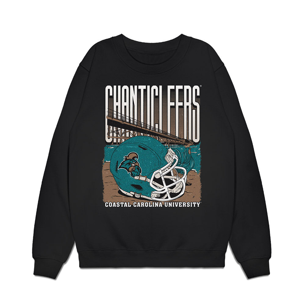 Coastal Carolina - NCAA Football : Elijah Aragon Cruz - Vintage Helmet Premium Crewneck Sweatshirt-0