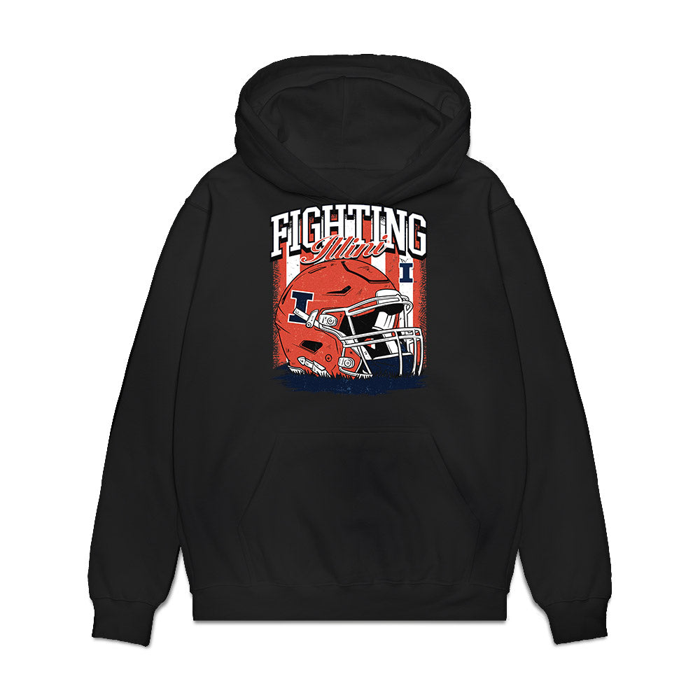 Illinois - NCAA Football : Tanner Hollinger - Vintage Helmet Premium Hooded Sweatshirt-0
