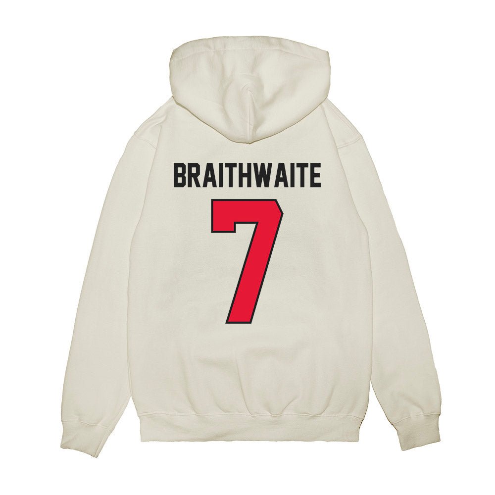 Rutgers - NCAA Football : Dylan Braithwaite - Vintage Helmet Premium Hooded Sweatshirt-1