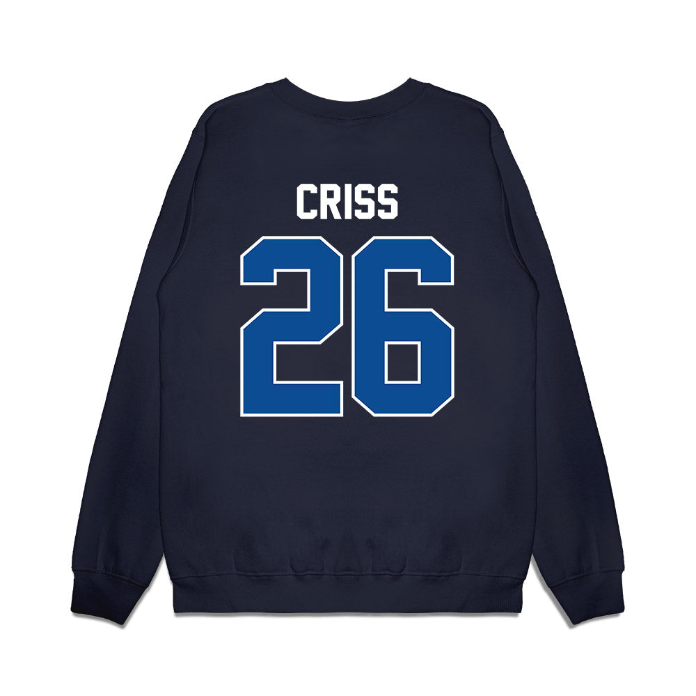 BYU - NCAA Football : Jordyn Criss - Vintage Helmet Premium Crewneck Sweatshirt-1